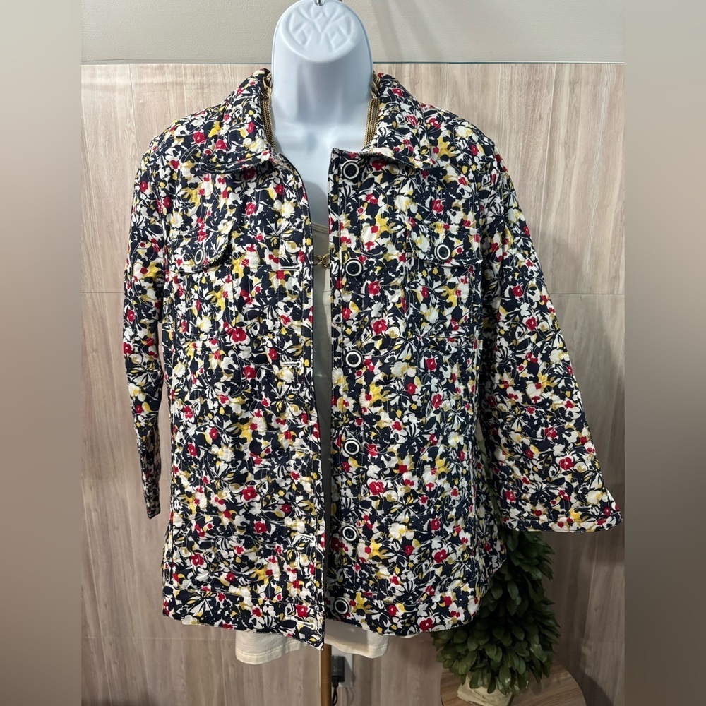 Christopher & Banks Multicolor Floral Quilted Blazer Jacket